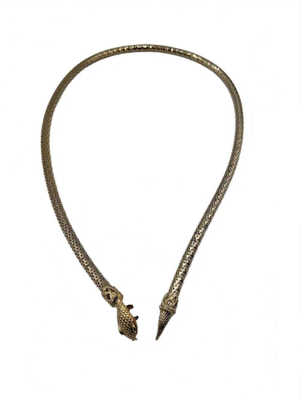 Whiting Davis Gold Tone Mesh Snake Necklace Belt Adjustable Serpent Lariat